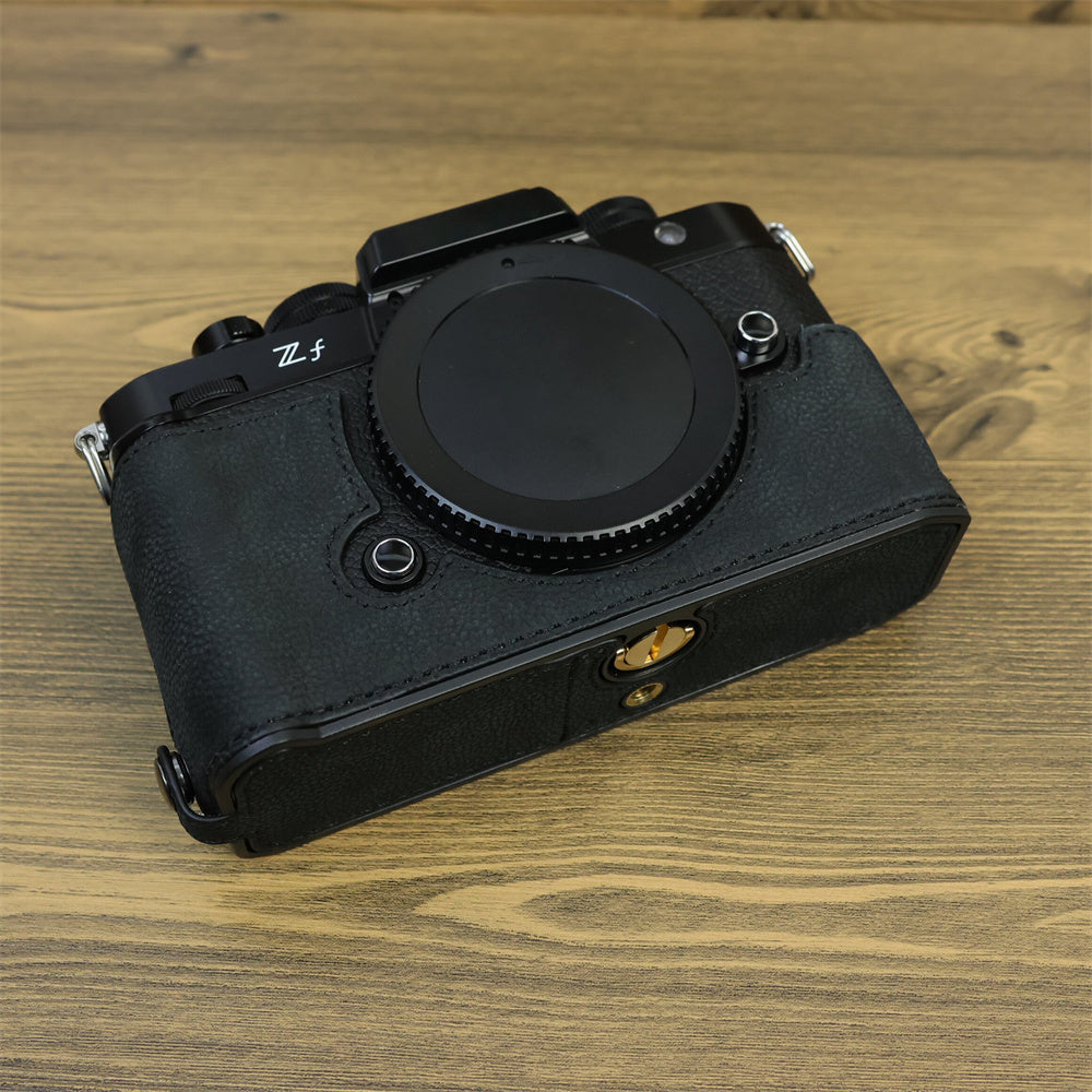 For Nikon Z f Genuine Cow Leather Protective Bottom Case Half Camera Cover with Battery Opening For Nikon Z f Genuine Cow Leather Protective Bottom Case Half Camera Cover with Battery Opening